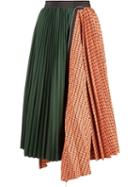 Sacai Asymmetric Pleat Midi Skirt - Orange