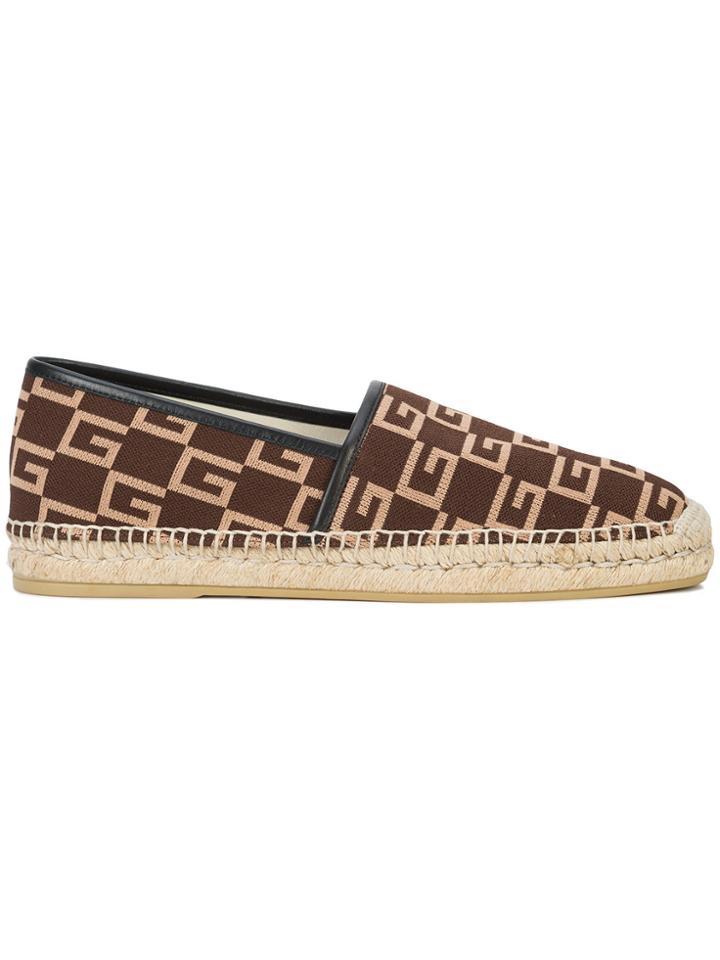 Gucci Logo Patterned Espadrilles - Brown
