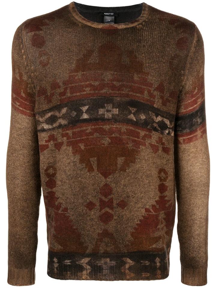 Avant Toi Tapestry Print Sweater - Brown
