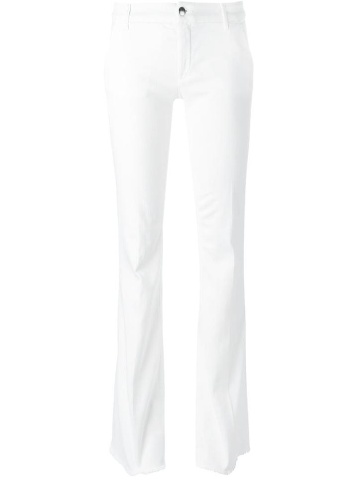 The Seafarer Strech Frayed Hem Flared Jeans, Women's, Size: 27, White, Cotton/polyester/spandex/elastane