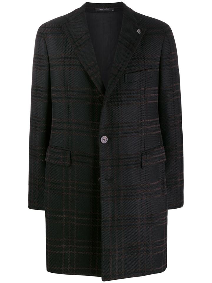 Tagliatore Checked Single-breasted Coat - Black