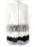Ava Adore Trim Detail Coat, Women's, Size: 42, White, Raccoon Dog/wool/viscose