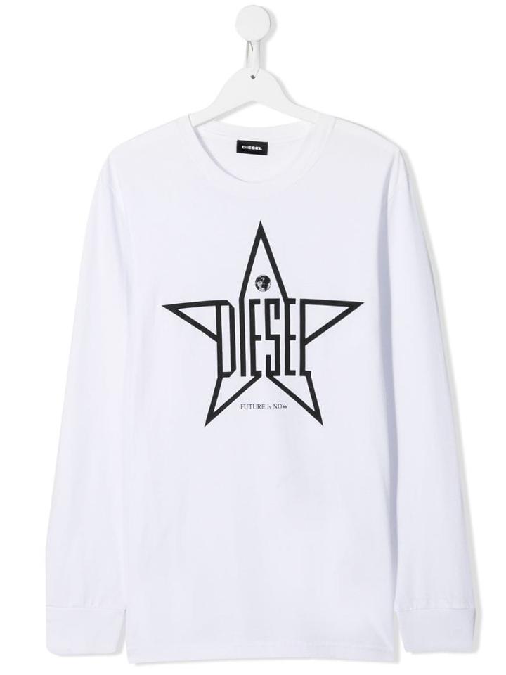 Diesel Kids Teen Tdiegoyh-ml Longsleeved T-shirt - White