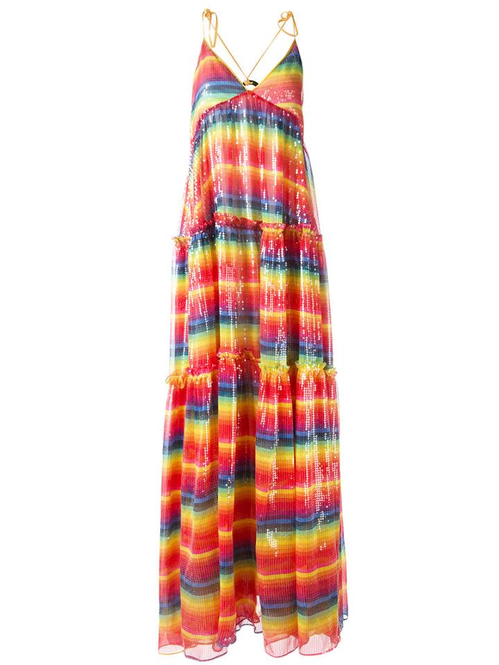 Daizy Shely Sequin Embellished Rainbow Dress, Women's, Size: 42, Polyester/acetate