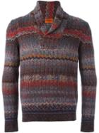 Missoni Striped V-neck Pullover, Men's, Size: 48, Nylon/wool