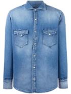+people Patch Pocket Denim Shirt - Blue