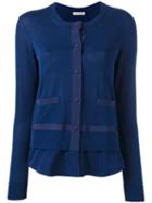 Moncler Layered Hem Cardigan, Women's, Size: Large, Blue, Viscose/cotton/polyester