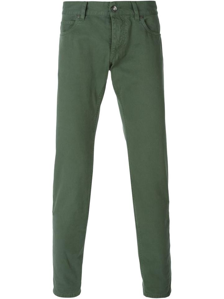 Dolce & Gabbana Slim Fit Jeans, Men's, Size: 54, Green, Cotton