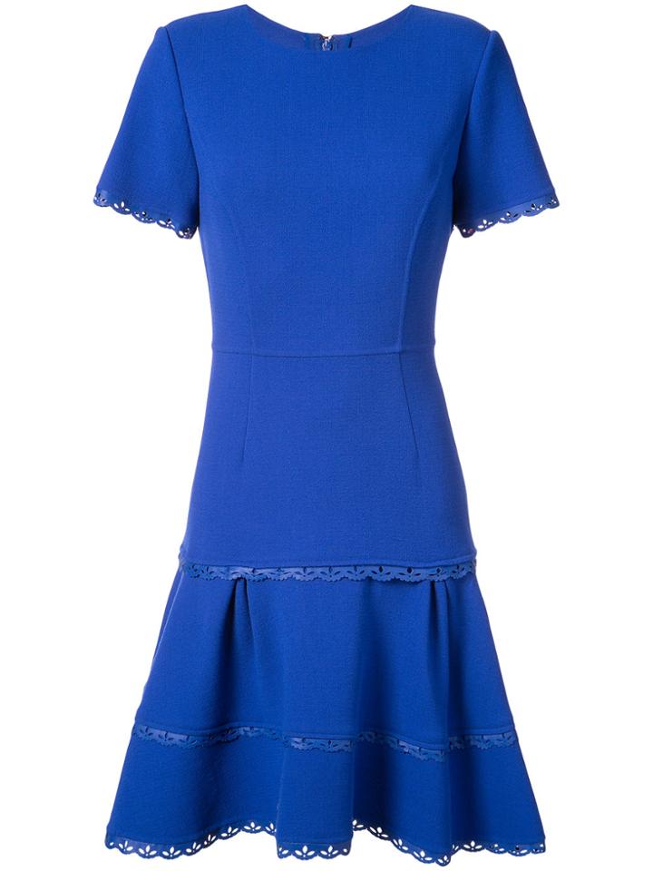 Oscar De La Renta Flared Pleated Dress - Blue