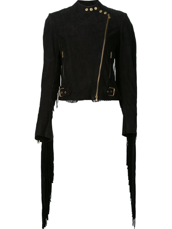 Ralph Lauren Fringed Biker Jacket - Black