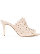 Oscar De La Renta Lasercut Suede Mules - Nude & Neutrals