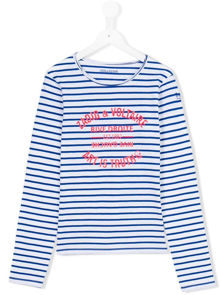 Zadig & Voltaire Kids Teen Striped T-shirt, Girl's, Size: 16 Yrs, White