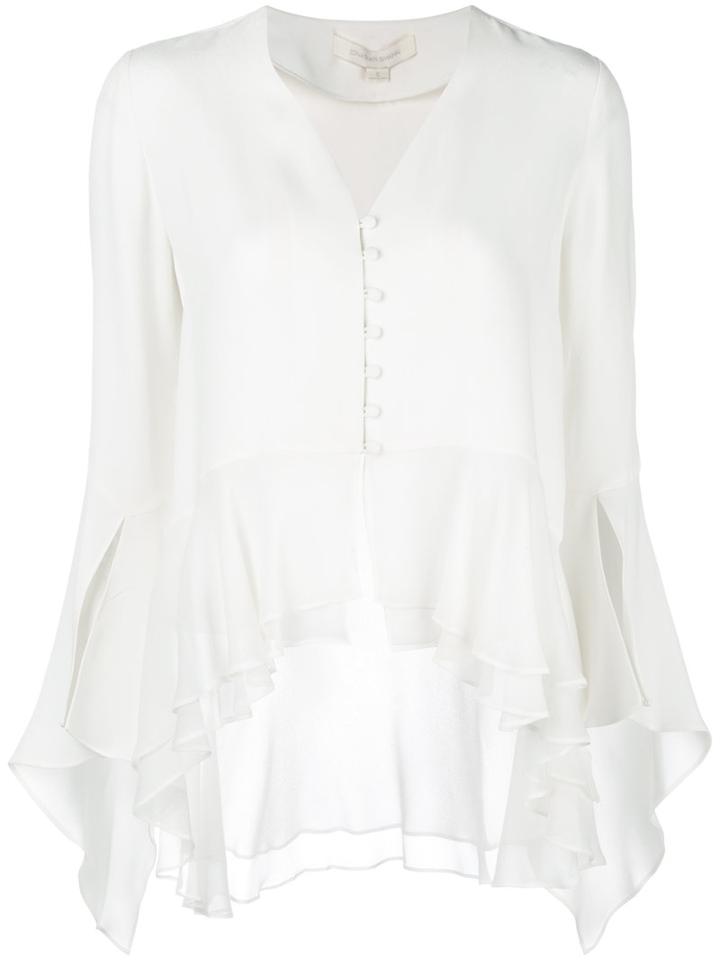 Jonathan Simkhai V-neck Blouse, Women's, Size: Large, White, Silk