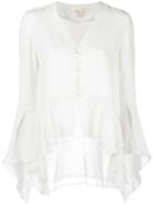 Jonathan Simkhai V-neck Blouse, Women's, Size: Large, White, Silk