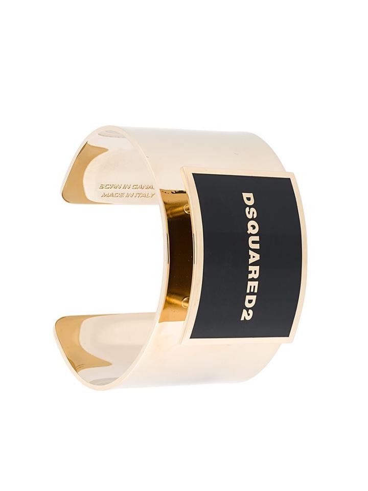 Dsquared2 Logo Plaque Cuff, Women's, Size: Large, Metallic
