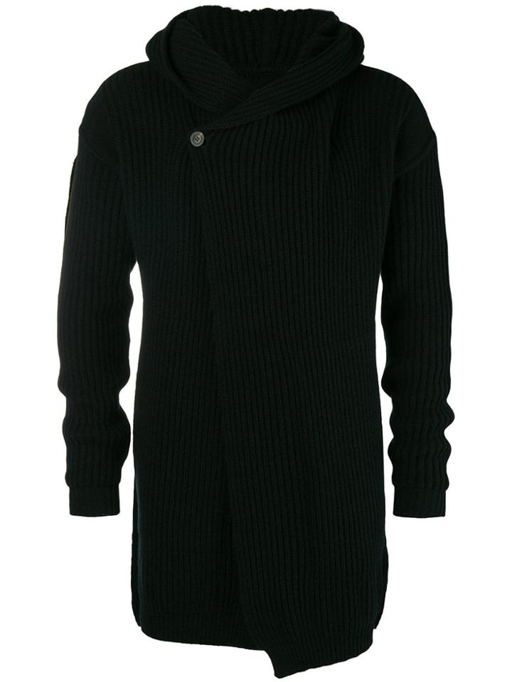 Rick Owens Ribbed Asymmetric Hoodie - Black