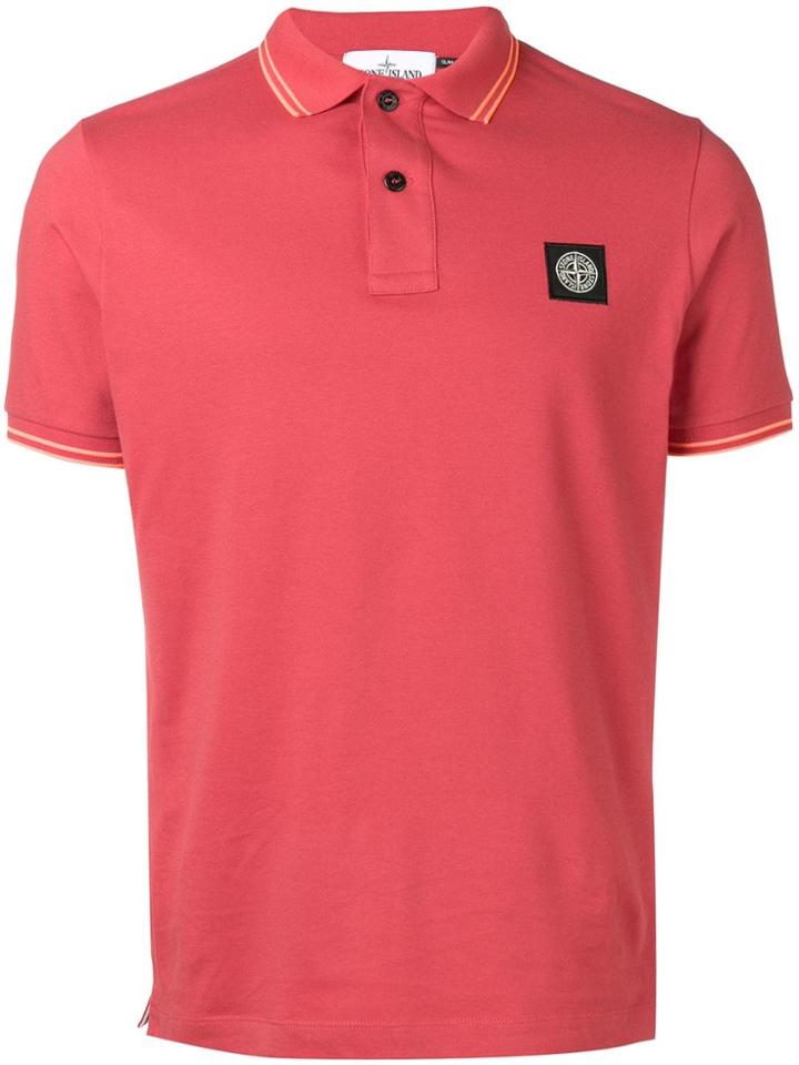 Stone Island Compass Logo Badge Polo Shirt - Red