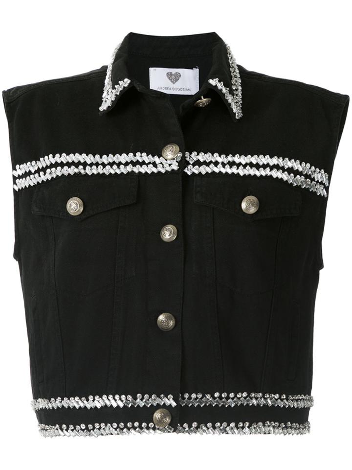 Andrea Bogosian Paiva Embellished Denim Gilet - Black