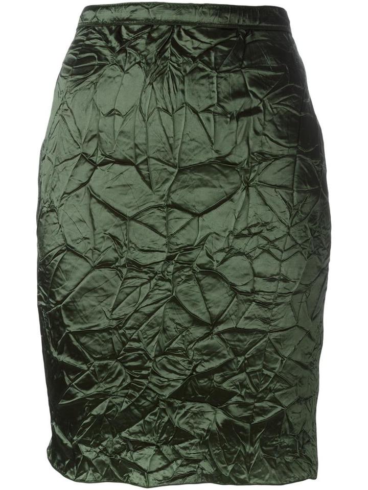 Nina Ricci Crease Effect Skirt, Women's, Size: 38, Green, Acetate/wool/silk/acetate