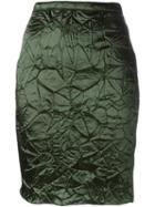 Nina Ricci Crease Effect Skirt, Women's, Size: 38, Green, Acetate/wool/silk/acetate