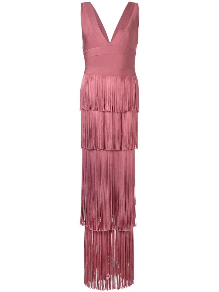 Hervé Léger Fringed Cocktail Dress - Red