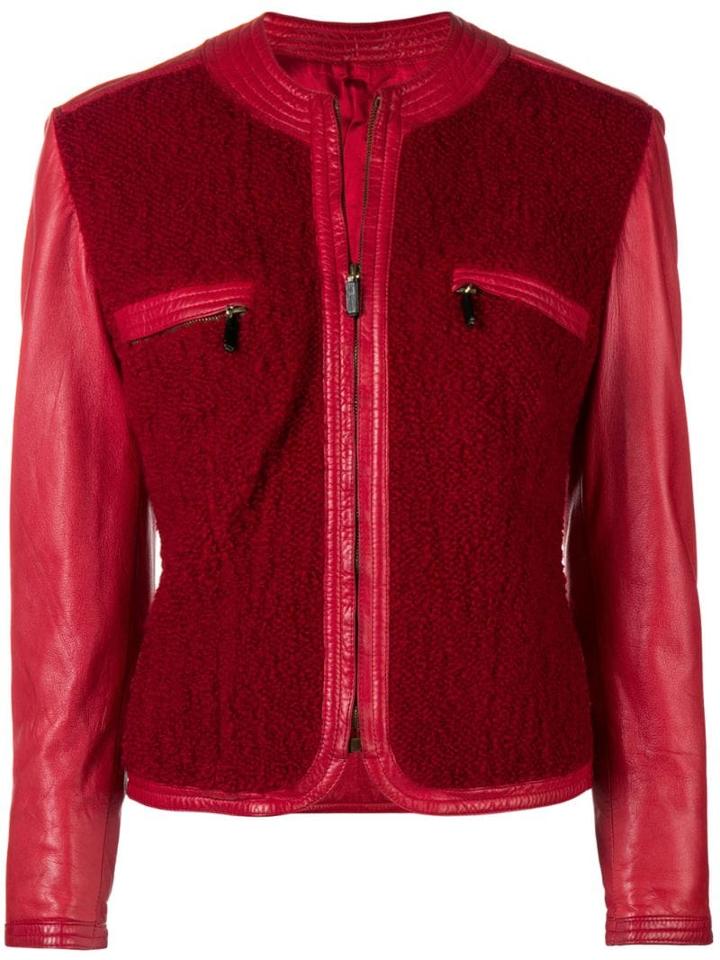 Versace Pre-owned Panelled Collarless Jacket - Red