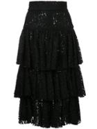 Bambah - Layered Midi Skirt - Women - Silk - 12, Black, Silk