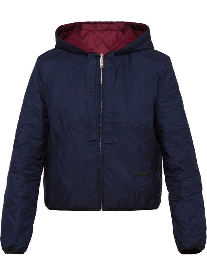 Prada Hooded Zip Up Jacket - Blue