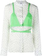 Rosie Assoulin Embroidered Silk-blend Shirt With Bralet Overlayer