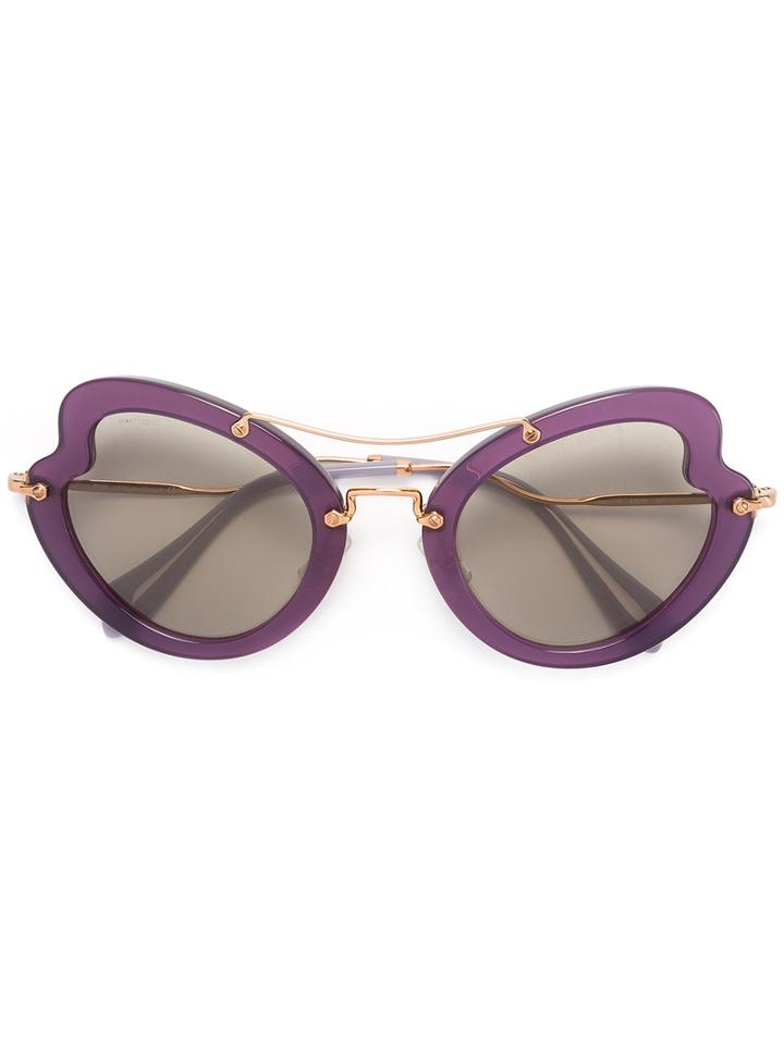 Miu Miu Eyewear Wavy Shaped Sunglasses, Women's, Pink/purple, Acetate