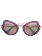 Miu Miu Eyewear Wavy Shaped Sunglasses, Women's, Pink/purple, Acetate