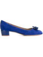 Salvatore Ferragamo Vara Pumps, Women's, Size: 7.5, Blue, Suede/leather