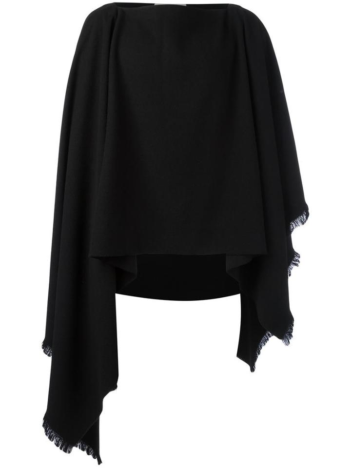 Lemaire Asymmetric Hem Poncho, Men's, Black, Yak