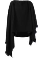 Lemaire Asymmetric Hem Poncho, Men's, Black, Yak