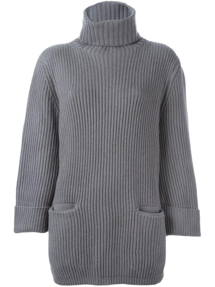 Liska Ribbed Roll Neck Jumper, Women's, Size: Large, Grey, Cashmere