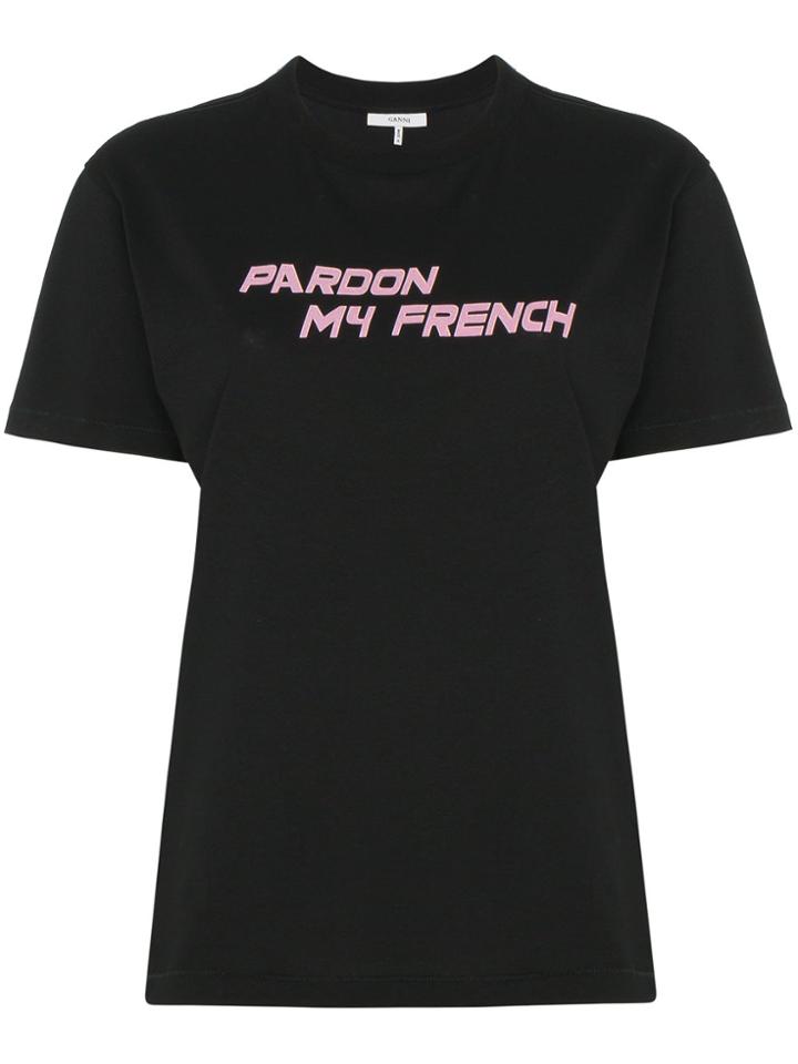 Ganni Harway Printed Cotton T Shirt - Black