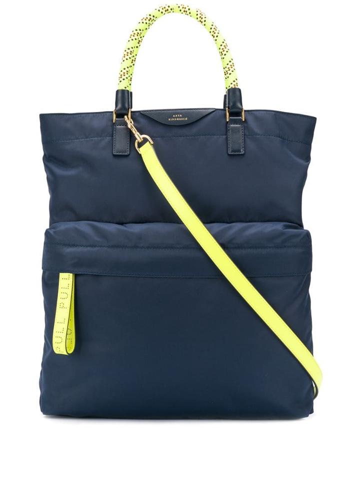Anya Hindmarch Nylon Tote With Bungee Handles - Blue