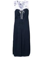 Cinq A Sept Floral Print Layered Pinstripe Dress - Blue