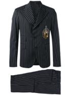 Dolce & Gabbana - Pinstripe Musical Patch Suit - Men - Silk/cotton/polyester/glass - 48, Black, Silk/cotton/polyester/glass