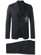 Dolce & Gabbana - Pinstripe Musical Patch Suit - Men - Silk/cotton/polyester/glass - 48, Black, Silk/cotton/polyester/glass