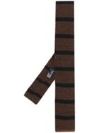 Barba Square Tip Striped Tie - Brown