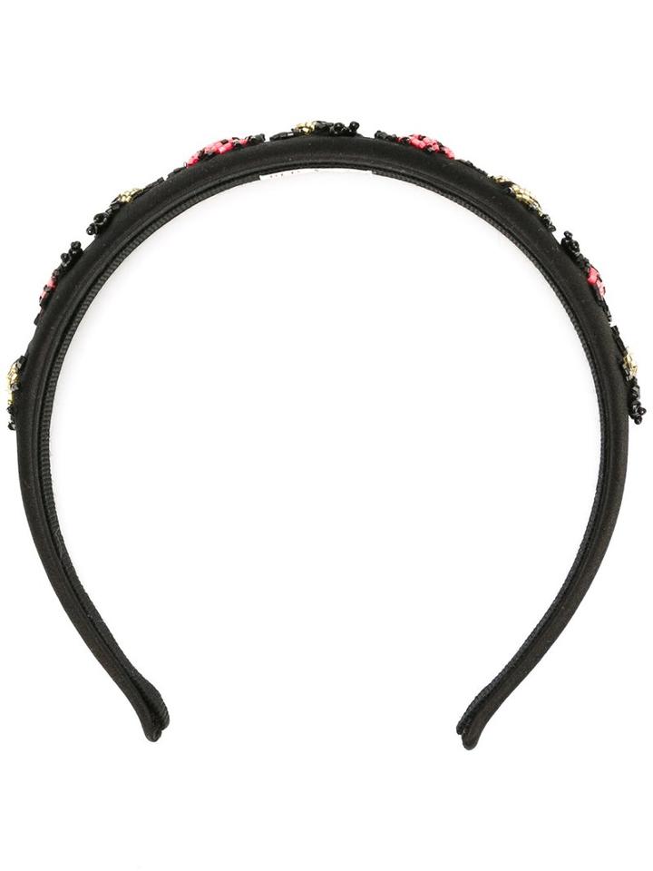 Red Valentino Beaded Bug Applique Headband, Women's, Black, Viscose