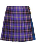 Versace Check Print Pleated Wool Kilt Skirt - Multicolour