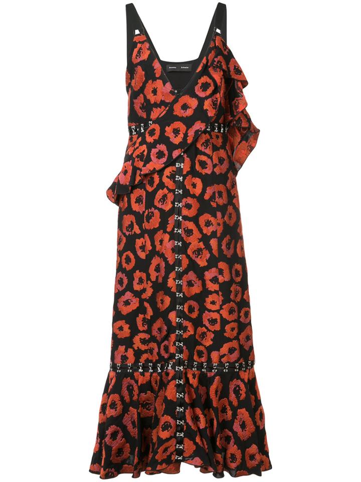 Proenza Schouler Sleeveless Diagonal Ruffle Long Dress - Black