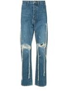 Doublet Distressed Straight Leg Jeans - Blue