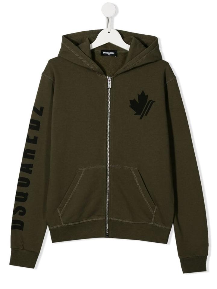 Dsquared2 Kids Teen Zip Front Hoodie - Green