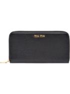 Miu Miu Logo Zip Around Wallet - Black