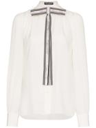 Dolce & Gabbana Silk L'amore E Bellezza Bow Blouse - White