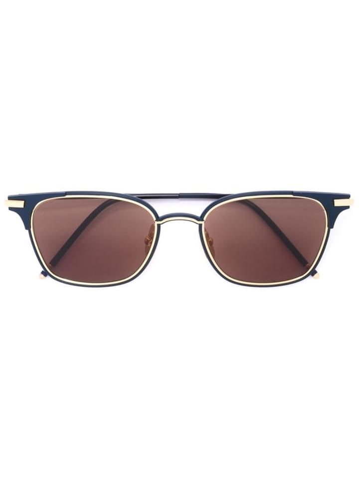 Thom Browne Square Frame Sunglasses, Men's, Blue, Metal Other/18kt Gold