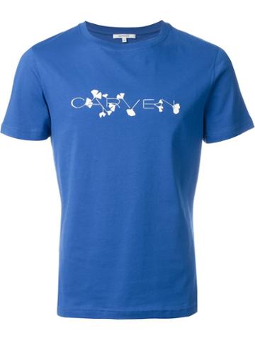 Carven Floral Logo Print T-shirt, Men's, Size: L, Blue, Cotton